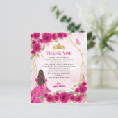 Budget Roze Bloemen Prinses Quinceañera Dank u (Staand voorkant)