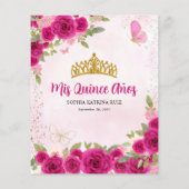 Budget Roze Bloemen Prinses Quinceañera Dank u (Achterkant)