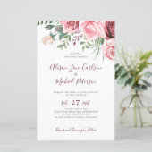 Budget roze bloemen waterverf huwelijksuitnodiging (Staand voorkant)
