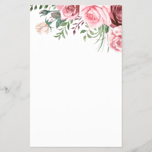 Budget roze bloemen waterverf huwelijksuitnodiging flyer (Achterkant)
