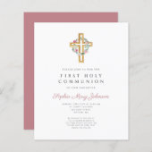 Budget Roze Bloemenkrans Kruis Eerste Communie (Voorkant / Achterkant)