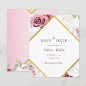 Budget Roze Bloemige Geometrische Save The Date (Voorkant / Achterkant)