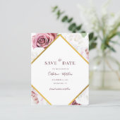 Budget Roze Bloemige Geometrische Save The Date (Staand voorkant)