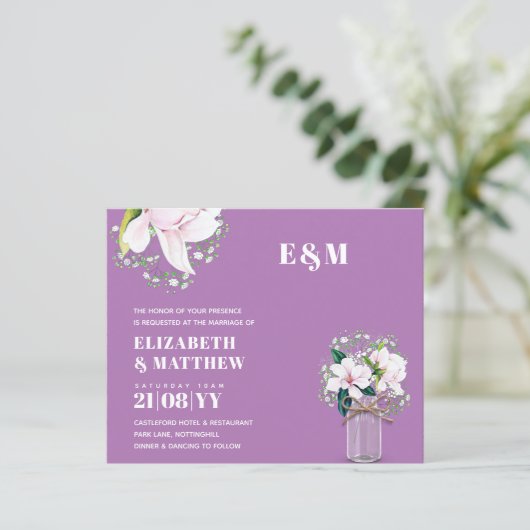 BUDGET Roze Bloemige Magnolia's Groene Trouw Uitno (Staand voorkant)