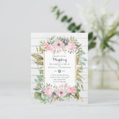 BUDGET Roze Bloemige Trouwuitnodigingen (Staand voorkant)