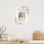 Budget Roze Bloemstuk Foto Funeral Herdenking Poster (Keuken)