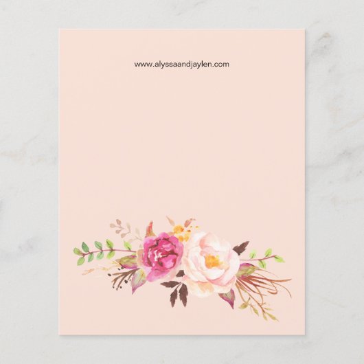 Budget roze bloesse peach roze bruiloft brochure (Achterkant)