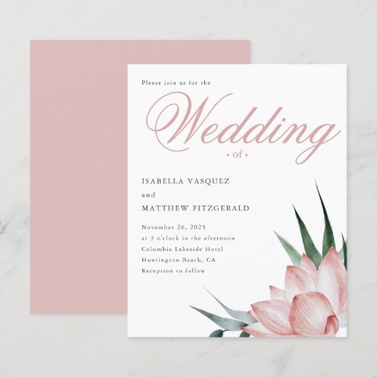 Budget roze bloesse Waterverf bruiloft (Voorkant / Achterkant)