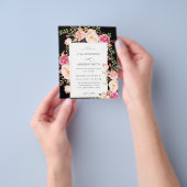 Budget roze Blooming Blush Floral Wedding V3 Black Flyer (Hand)