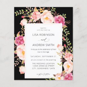 Budget roze Blooming Blush Floral Wedding V3 Black Flyer
