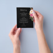 Budget Roze Blush Bloeiend Bloemend Menu- Zwart Flyer (Hand)