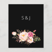 Budget Roze Blush Bloeiend Bloemend Menu- Zwart Flyer (Achterkant)