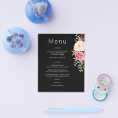 Budget Roze Blush Bloeiend Bloemend Menu- Zwart Flyer (Enkel)