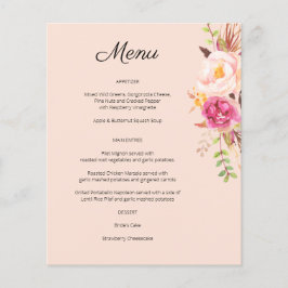 Budget Roze Blush Bloeiend Bloemstuk Menu- Roze Flyer