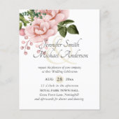 Budget Roze Blush Bloemen Bruiloft Ampersand (Voorkant)