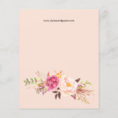 Budget Roze Blush Bloemig Perzik Roze Trouwflyer Flyer (Achterkant)