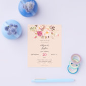 Budget Roze Blush Bloemig Perzik Roze Trouwflyer Flyer (Enkel)