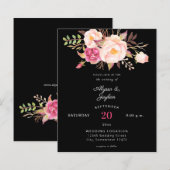 Budget Roze Blush Floral Black Wedding (Voorkant / Achterkant)