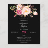 Budget Roze Blush Floral Black Wedding (Voorkant)