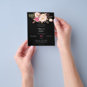 Budget Roze Blush Floral Black Wedding Flyer (Hand)