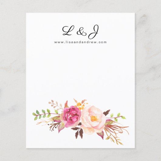 Budget Roze Blush Floral White V2 Wedding Flyer (Achterkant)