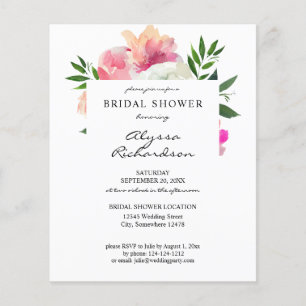 Budget Roze Blush White Floral 1C Vrijgezellenfees Flyer