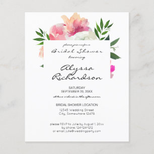 Budget Roze Blush White Floral Vrijgezellenfeest F Flyer