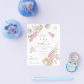 Budget Roze Boho Bloemen Bruiloft Flyer (Enkel)