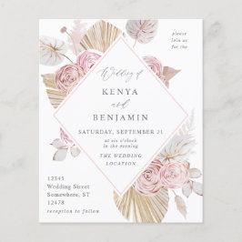Budget Roze Boho Bloemen Bruiloft Flyer