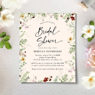 Budget Roze Boho Florals Bridal Shower Uitnodiging