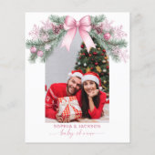 Budget Roze Bow Christmas Santa Baby shower Uitnod (Achterkant)