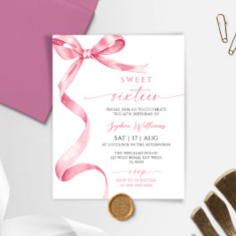 Budget Roze Bow Sweet 16 Verjaardag Uitnodiging
