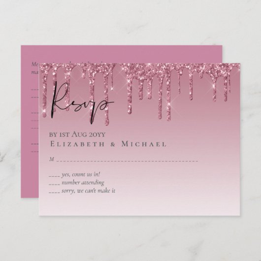 BUDGET roze bruidbruinbruidend RSVP Briefkaart (Voorkant / Achterkant)