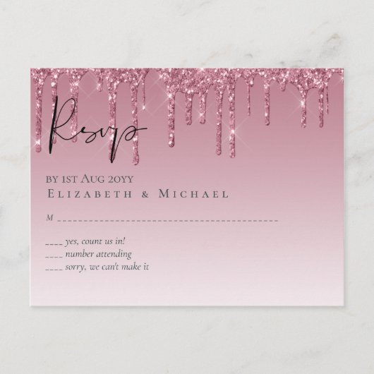 BUDGET roze bruidbruinbruidend RSVP Briefkaart (Voorkant)