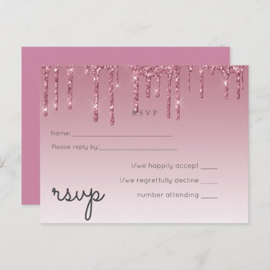 BUDGET roze bruidbruinbruidend RSVP Uitnodiging Briefkaart (Voorkant / Achterkant)