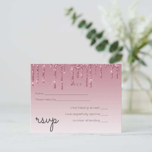 BUDGET roze bruidbruinbruidend RSVP Uitnodiging Briefkaart (Staand voorkant)