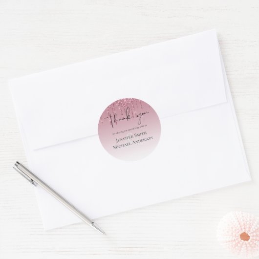 BUDGET Roze bruidsbruideweddenschap Ronde Sticker (Envelop)