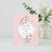 BUDGET Roze Bruidsroos All-in-1 Trouw Datumkaart (Staand voorkant)