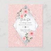 BUDGET Roze Bruidsroos All-in-1 Trouw Datumkaart (Voorkant)