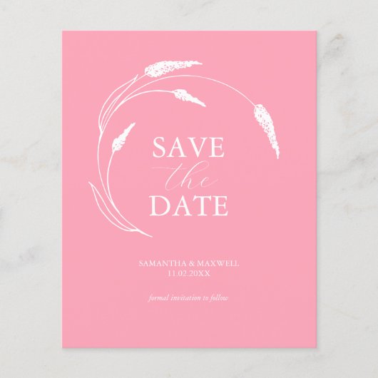 Budget Roze Bruiloft Save The Date Flyer (Voorkant)