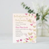 Budget roze Butterflies Baby shower Uitnodiging (Staand voorkant)