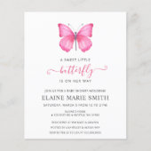 Budget roze Butterfly Baby shower Uitnodiging (Voorkant)