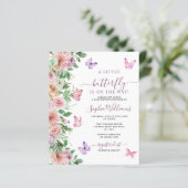 Budget roze Butterfly Baby shower Uitnodiging (Staand voorkant)