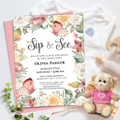 Budget roze Butterfly Girl Baby Sip en zie Invite