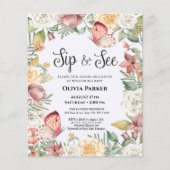 Budget roze Butterfly Girl Baby Sip en zie Invite (Voorkant)