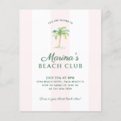 BUDGET Roze Cabana Stripe Beach Club Verjaardag (Voorkant)