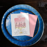Budget roze Cake Script 50th Birthday Invitation<br><div class="desc">Een alternatief voor een budget van 4, 5 x 5, 6-inch halfglanzend gewicht van 110 lbs, dat even dik is als een briefkaart (maar niet geschikt om als briefkaart te worden gebruikt). GEEF NOTA ER ÉÉN UITnodiging per blad is. Budget Roze Cake Script 50th Birthday Invitation. De header Fiftieth is...</div>