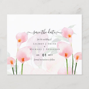 BUDGET Roze Calla lelie Trouw Save the Date QR-cod Flyer
