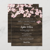 Budget roze Cherry Blossom zoete 16 Uitnodiging (Voorkant / Achterkant)