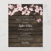Budget roze Cherry Blossom zoete 16 Uitnodiging (Voorkant)